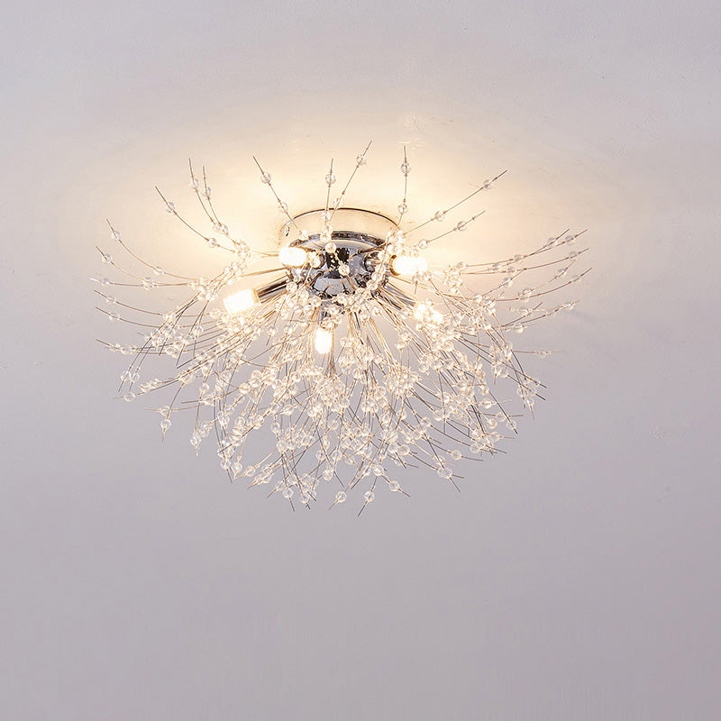 Glamour Dandelion Crystal Flush Ceiling Light, 40 to 70 cm