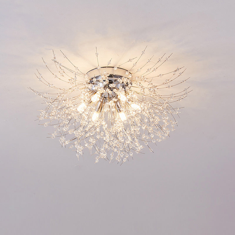 Glamour Dandelion Crystal Flush Ceiling Light, 40 to 70 cm