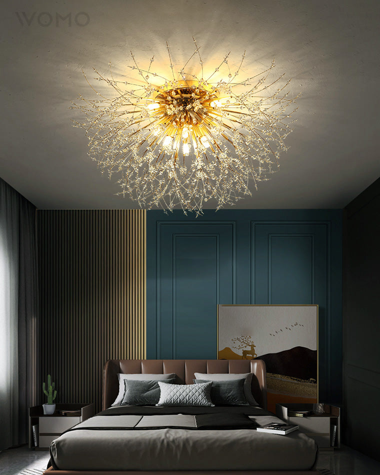 Glamour Dandelion Crystal Flush Ceiling Light, 40 to 70 cm