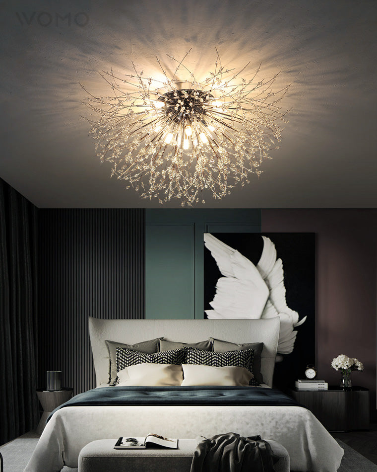 Glamour Dandelion Crystal Flush Ceiling Light, 40 to 70 cm