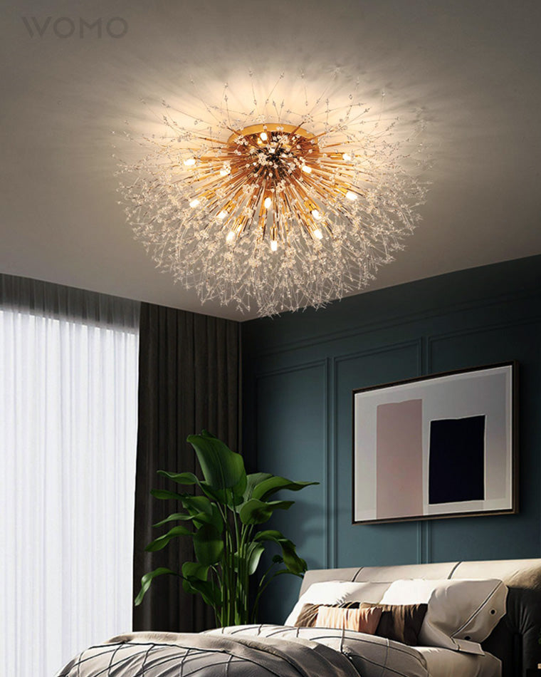 Glamour Dandelion Crystal Flush Ceiling Light, 40 to 70 cm