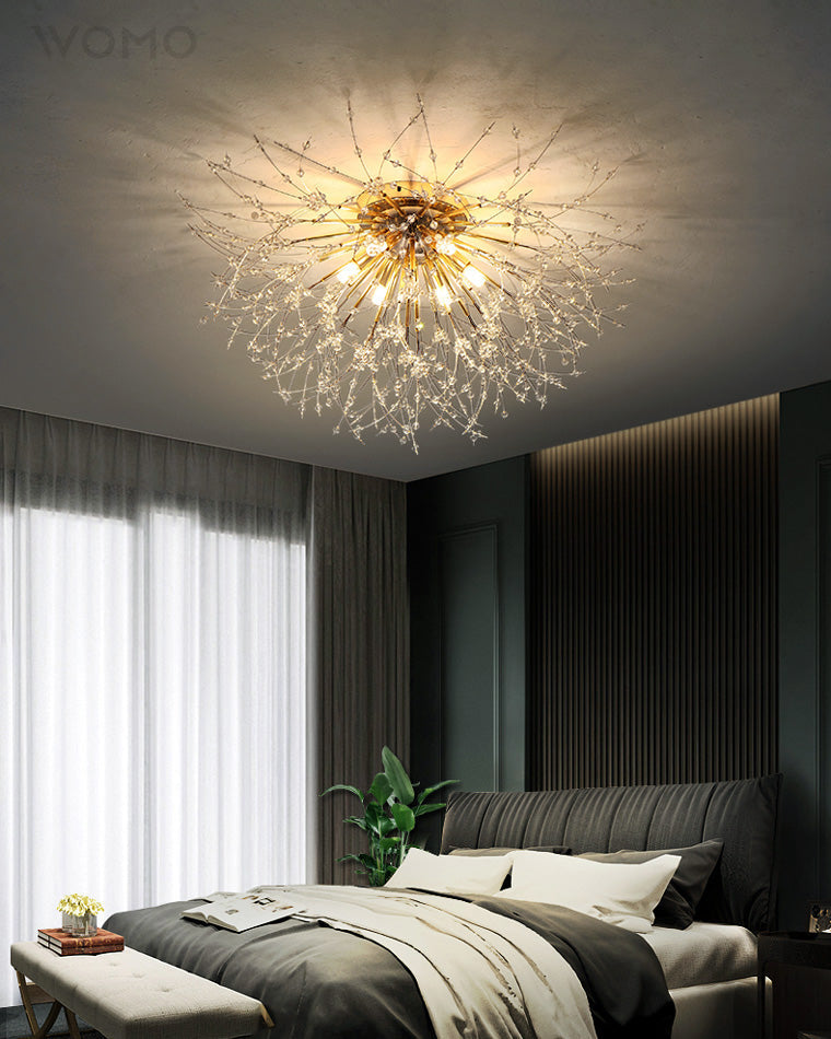Glamour Dandelion Crystal Flush Ceiling Light, 40 to 70 cm