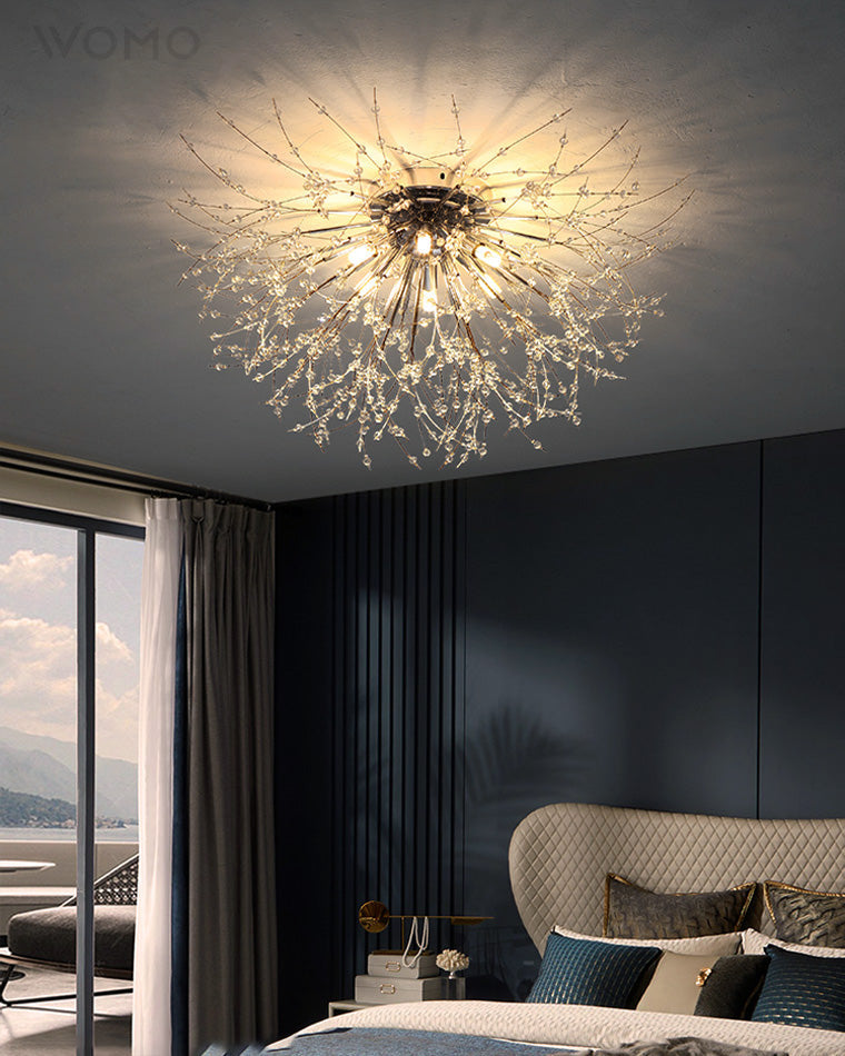 Glamour Dandelion Crystal Flush Ceiling Light, 40 to 70 cm