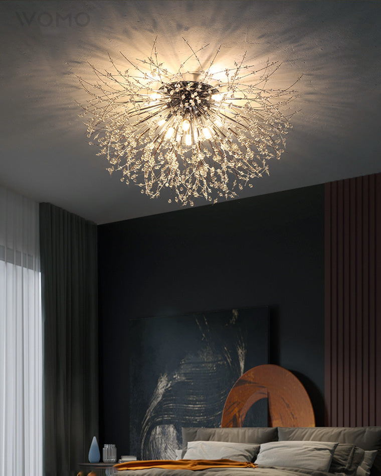 Glamour Dandelion Crystal Flush Ceiling Light, 40 to 70 cm