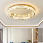 Glamour Crystal Flush Ceiling Light, Gold Double Ring