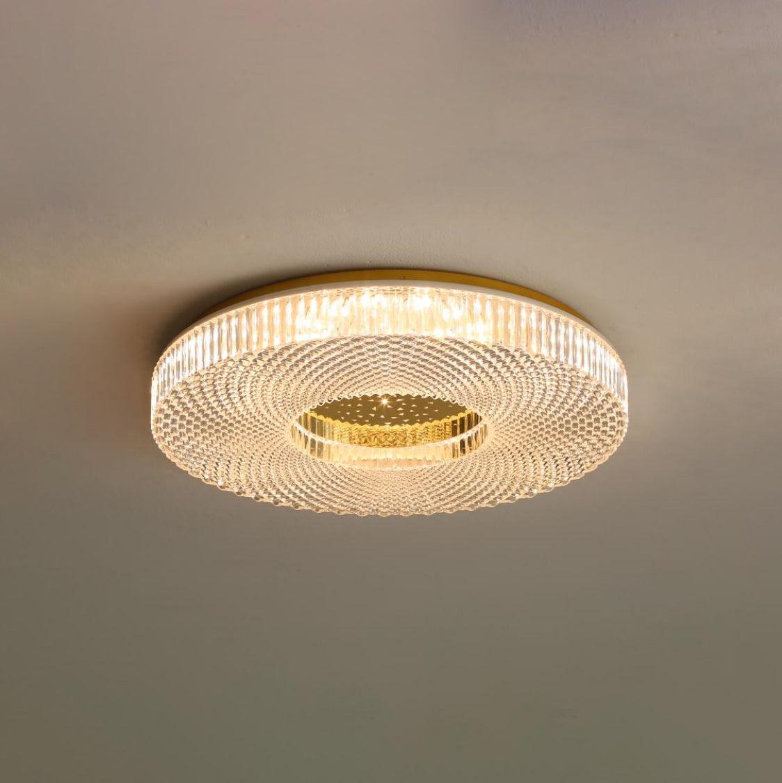 Glamour Round LED Ceiling Light with Textured Acrylic Shade
