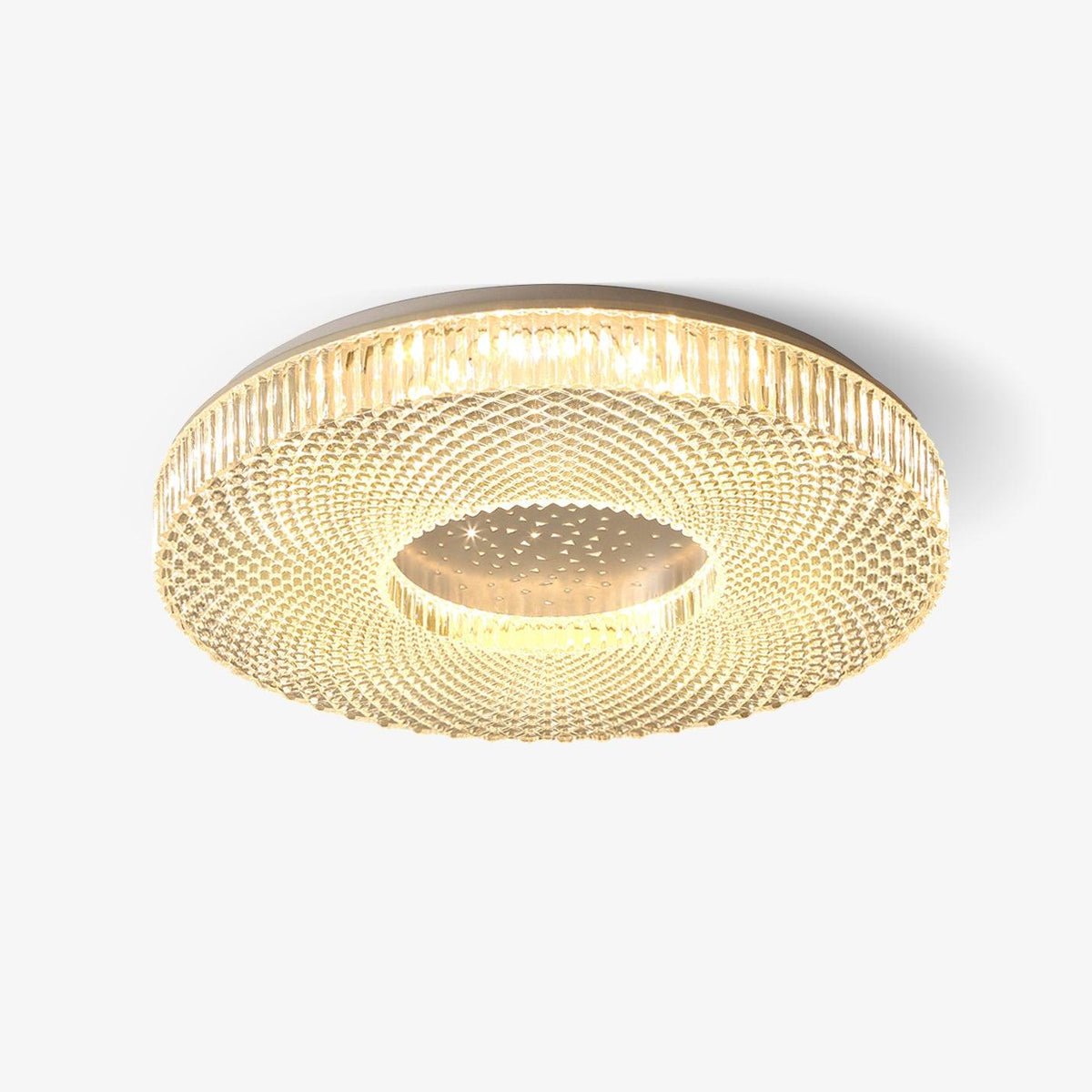 Glamour Round LED Ceiling Light with Textured Acrylic Shade