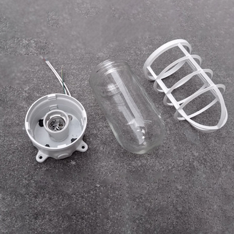 Industrial Cage Ceiling Light with Clear Glass, IP43