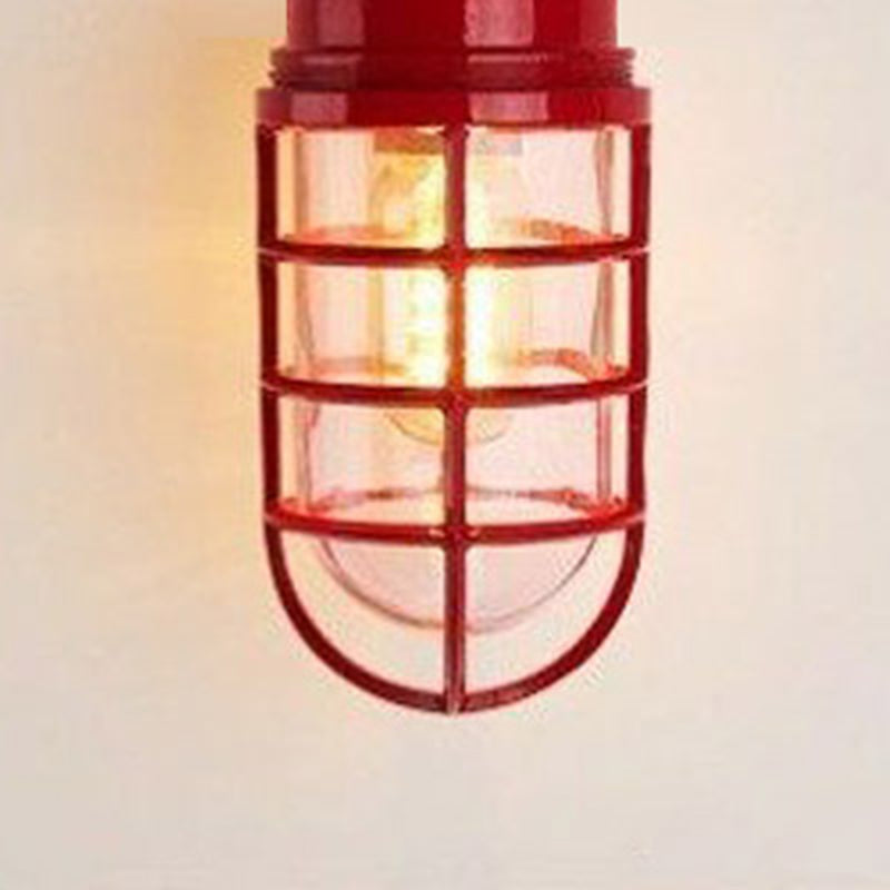 Industrial Cage Ceiling Light with Clear Glass, IP43