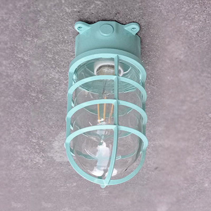 Industrial Cage Ceiling Light with Clear Glass, IP43