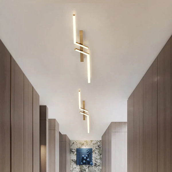 Modern Linear LED Ceiling Light, 60 to 120 cm, Black or Gold