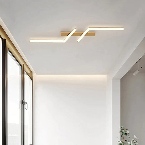 Modern Linear LED Ceiling Light, 60 to 120 cm, Black or Gold