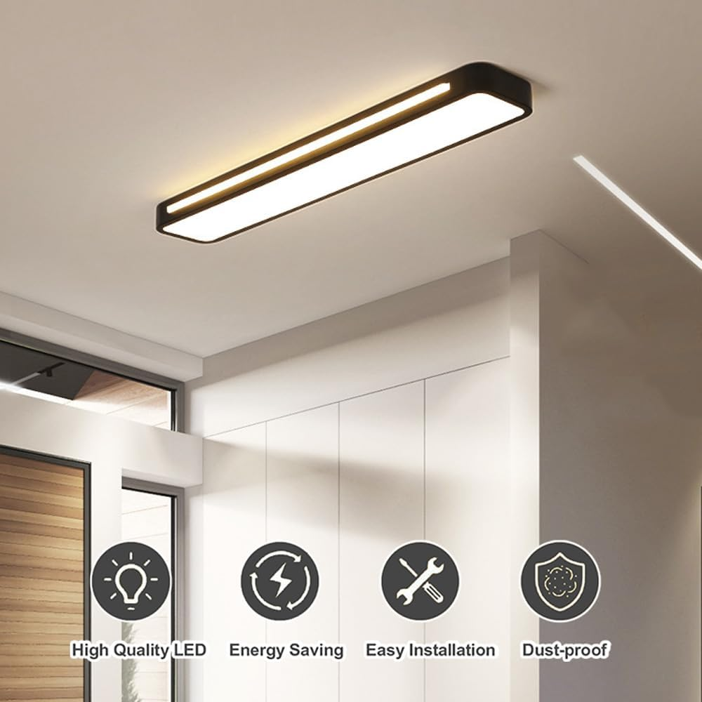 Scandi Rectangular LED Ceiling Light, 3 Colour Modes