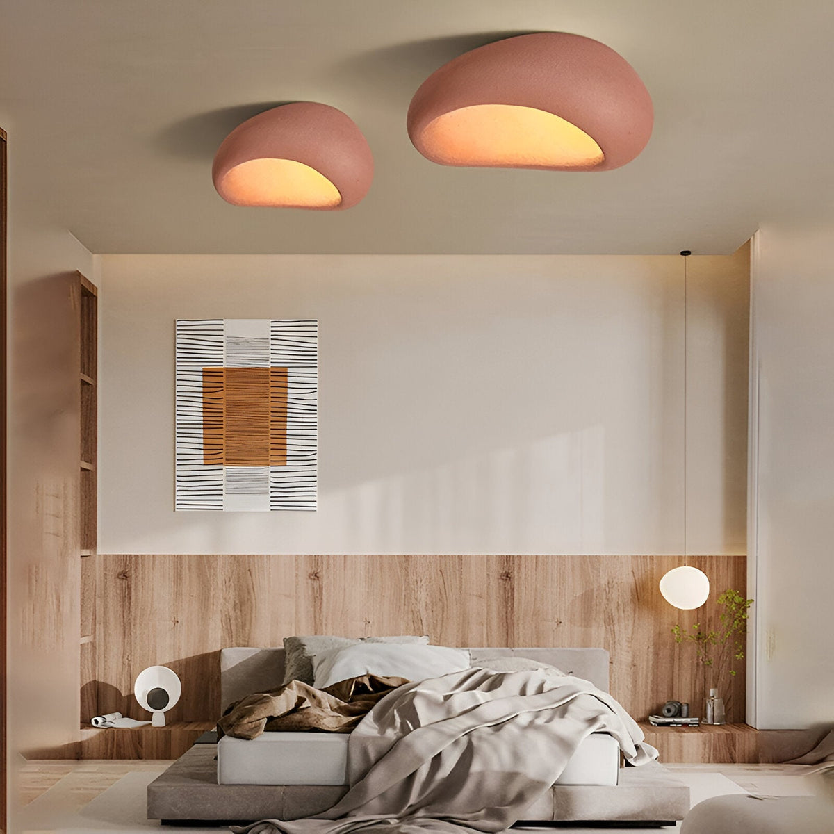 Wabi-Sabi Organic Ceiling Light with Frosted Shade, Touch Control