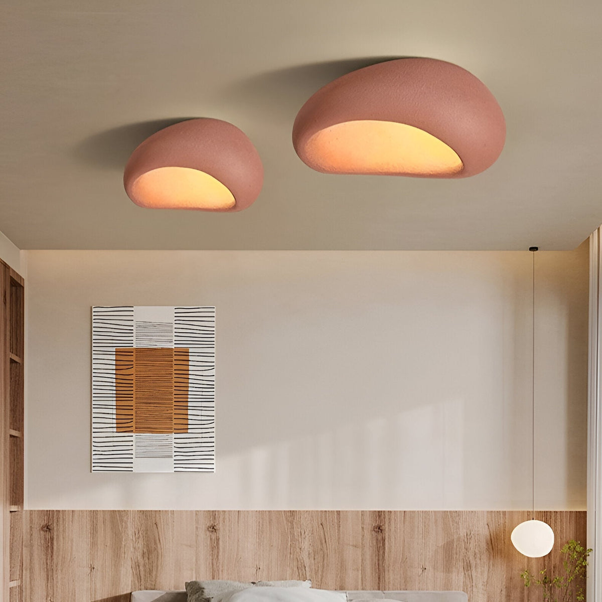 Wabi-Sabi Organic Ceiling Light with Frosted Shade, Touch Control