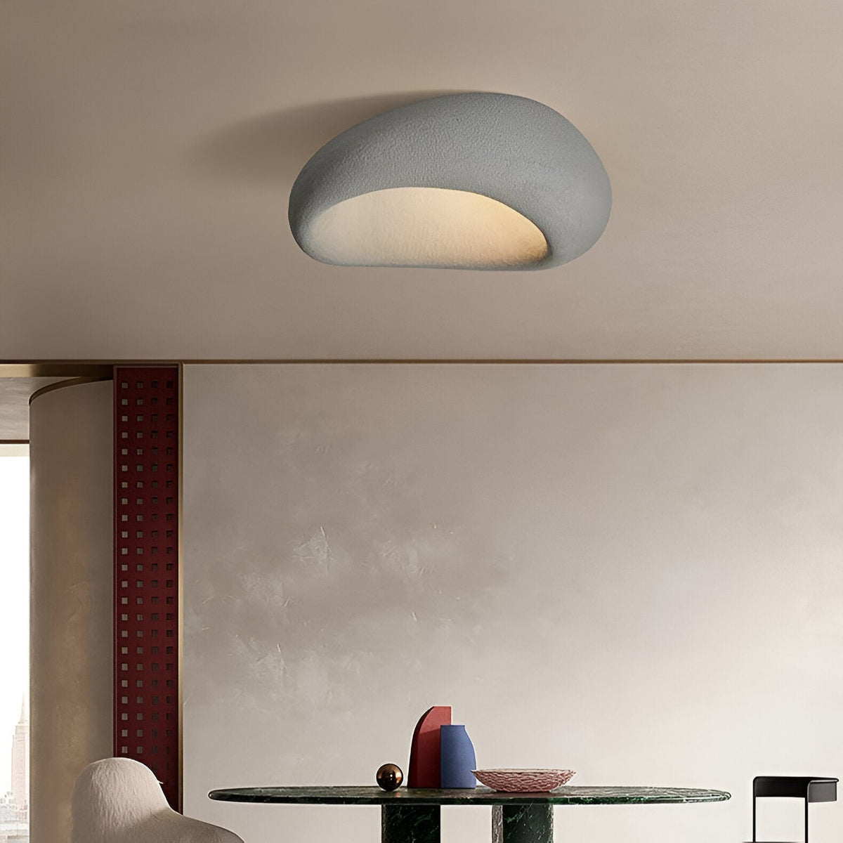Wabi-Sabi Organic Ceiling Light with Frosted Shade, Touch Control