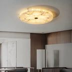 Alabaster Flush Ceiling Light with Brass Detail, 40 to 60 cm