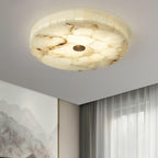 Alabaster Flush Ceiling Light with Brass Detail, 40 to 60 cm
