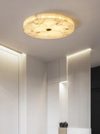 Alabaster Flush Ceiling Light with Brass Detail, 40 to 60 cm