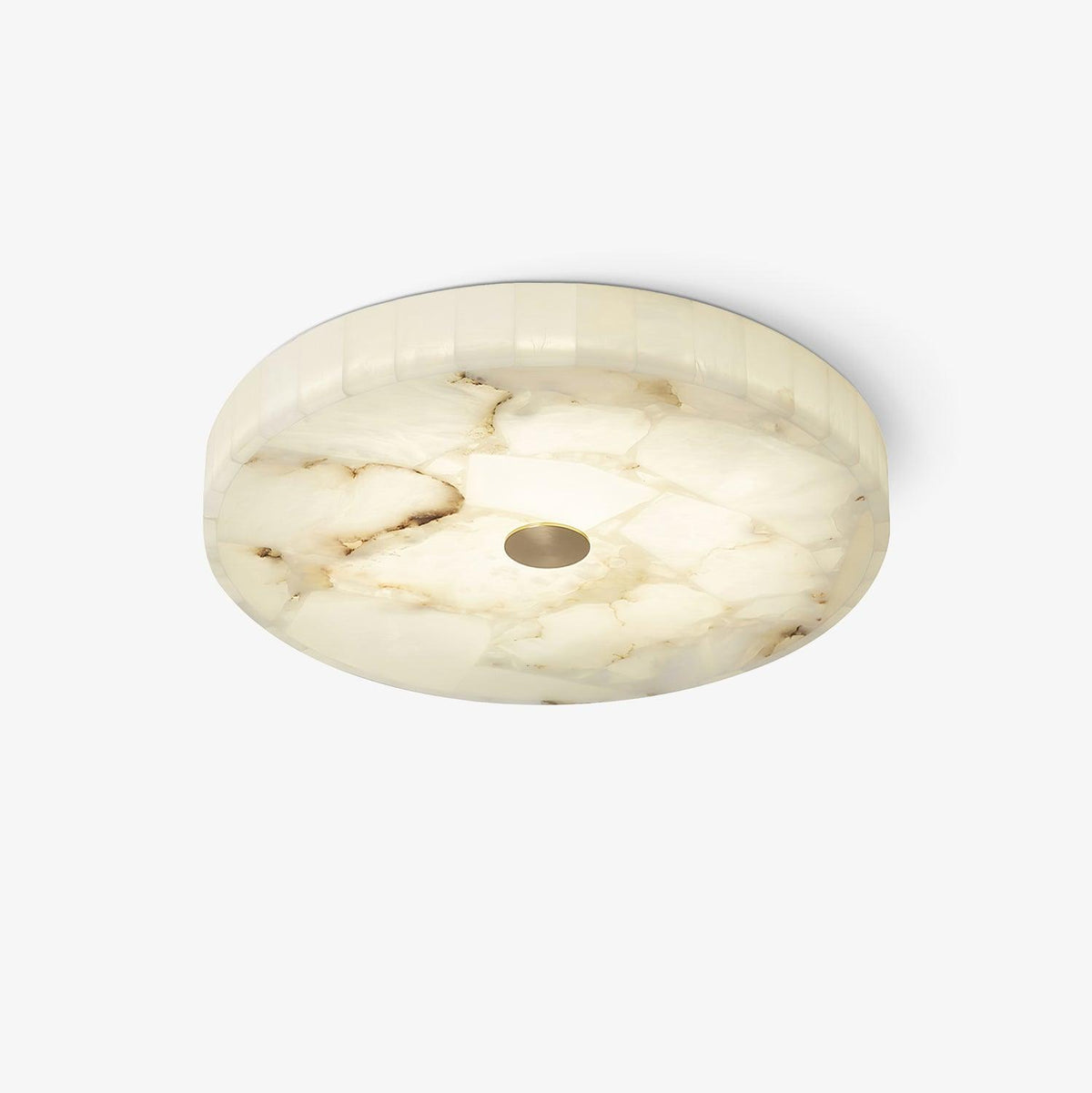 Alabaster Flush Ceiling Light with Brass Detail, 40 to 60 cm
