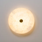 Alabastrowa lampa sufitowa na płasko z mosiężnymi detalami, 40 do 60 cm