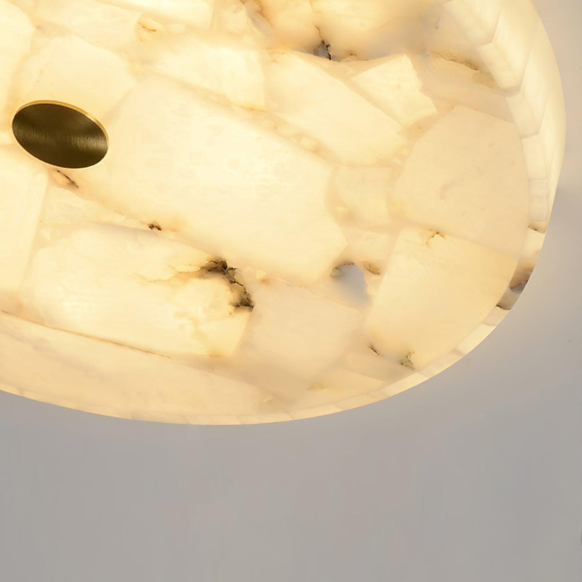 Alabaster Flush Ceiling Light with Brass Detail, 40 to 60 cm