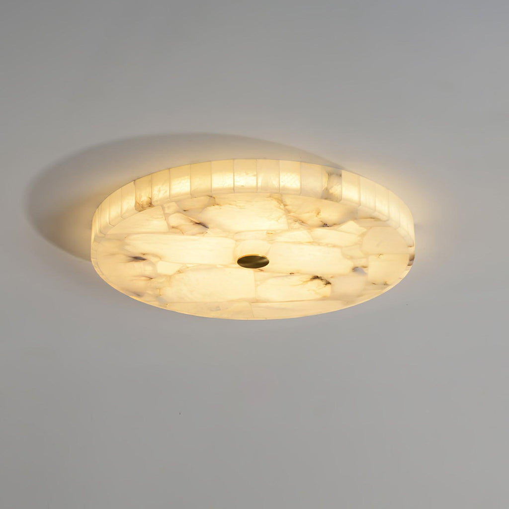 Alabaster Flush Ceiling Light with Brass Detail, 40 to 60 cm
