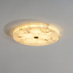 Alabaster Flush Ceiling Light with Brass Detail, 40 to 60 cm
