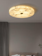 Alabaster Flush Ceiling Light with Brass Detail, 40 to 60 cm