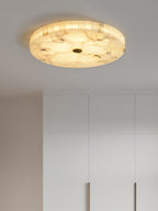 Alabaster Flush Ceiling Light with Brass Detail, 40 to 60 cm