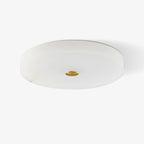 Alabaster Flush Mount Ceiling Light with Gold Detail