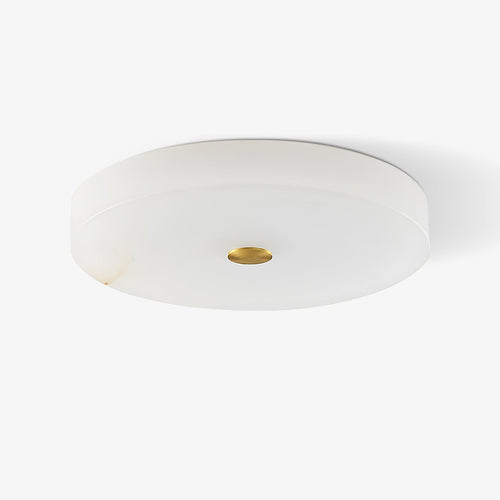 Alabaster Flush Mount Ceiling Light with Gold Detail