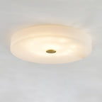 Alabaster Flush Mount Ceiling Light with Gold Detail