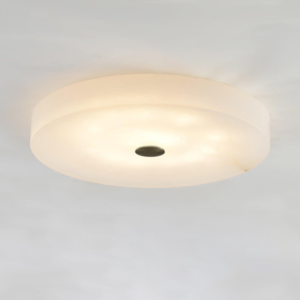 Alabaster Flush Mount Ceiling Light with Gold Detail