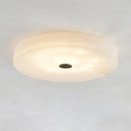 Alabaster Flush Mount Ceiling Light with Gold Detail