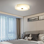 Alabaster Flush Mount Ceiling Light with Gold Detail