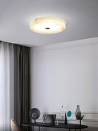 Alabaster Flush Mount Ceiling Light with Gold Detail