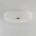 Alabaster Flush Mount Ceiling Light with Gold Detail