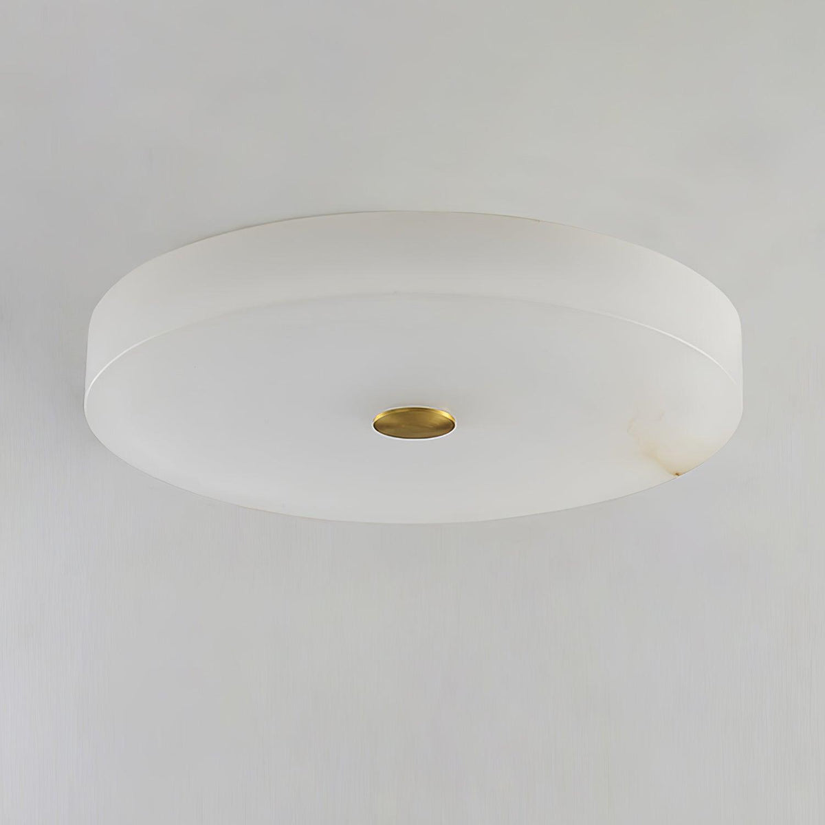 Alabaster Flush Mount Ceiling Light with Gold Detail