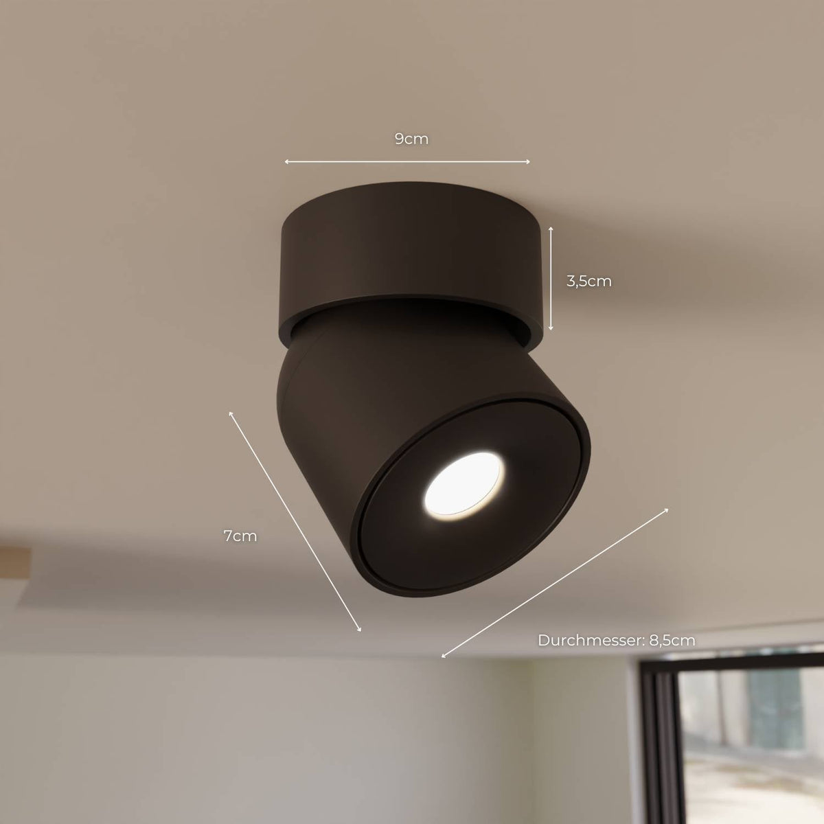 Minimalist Rotating Head Ceiling Light, 2700K, CRI 90+