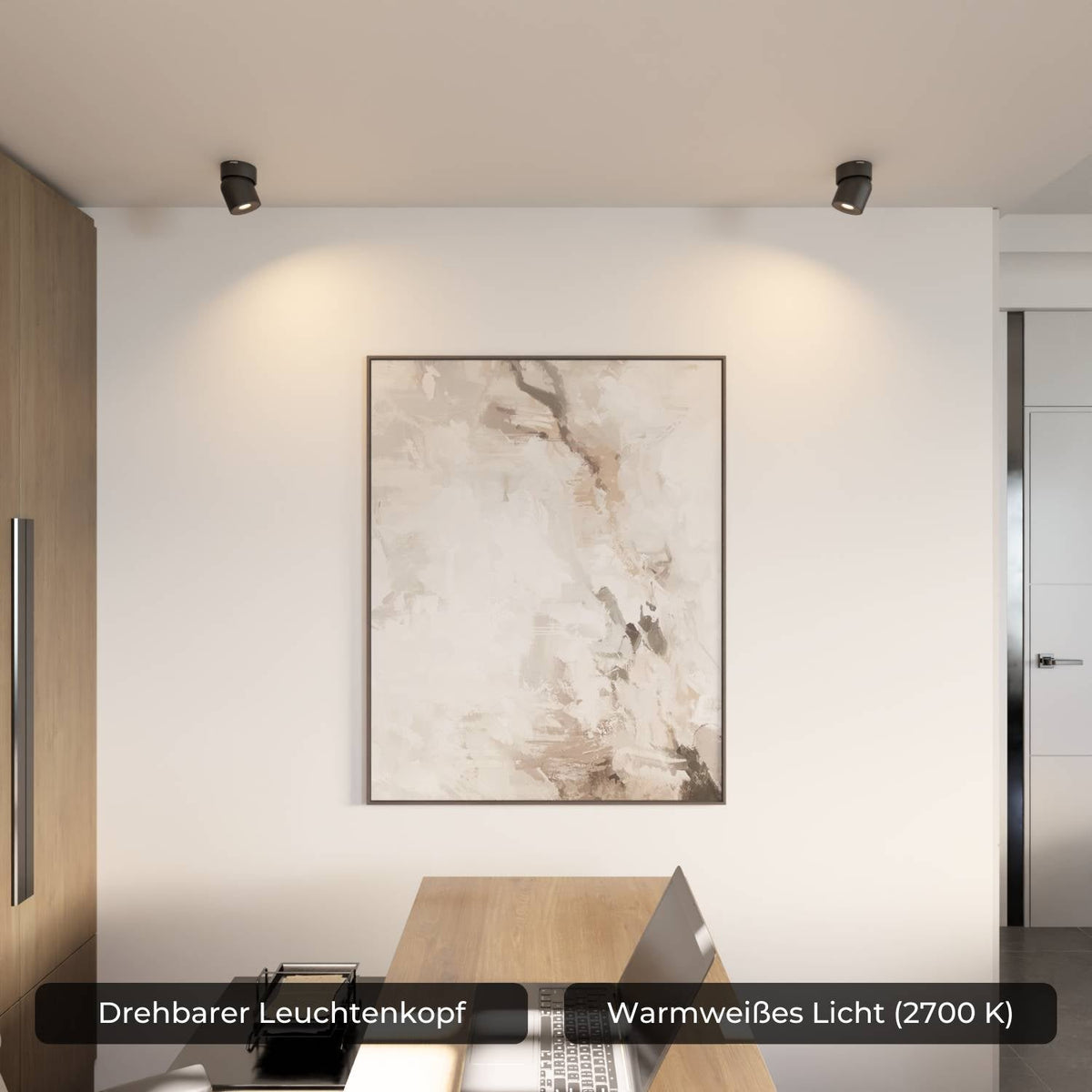 Minimalist Rotating Head Ceiling Light, 2700K, CRI 90+