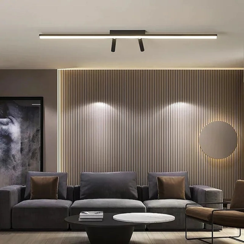 Linear LED Ceiling Light with Two Adjustable Spotlights