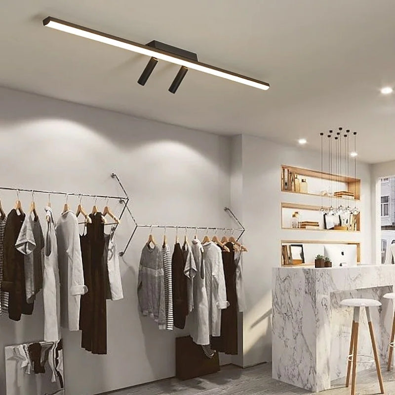 Linear LED Ceiling Light with Two Adjustable Spotlights