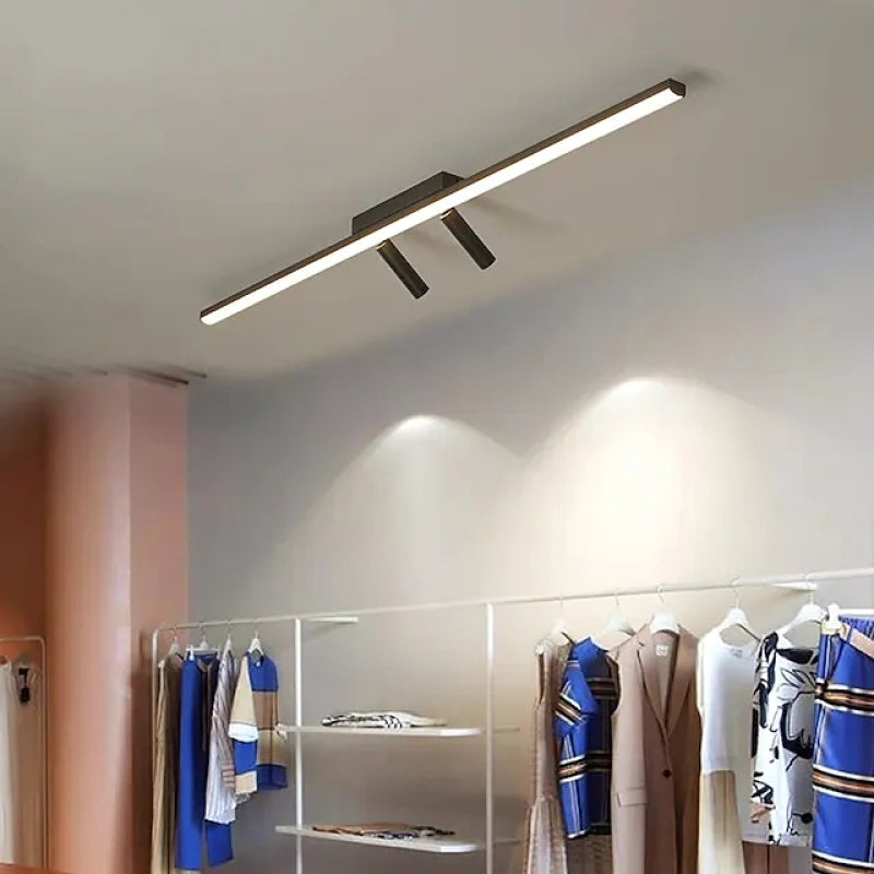 Linear LED Ceiling Light with Two Adjustable Spotlights