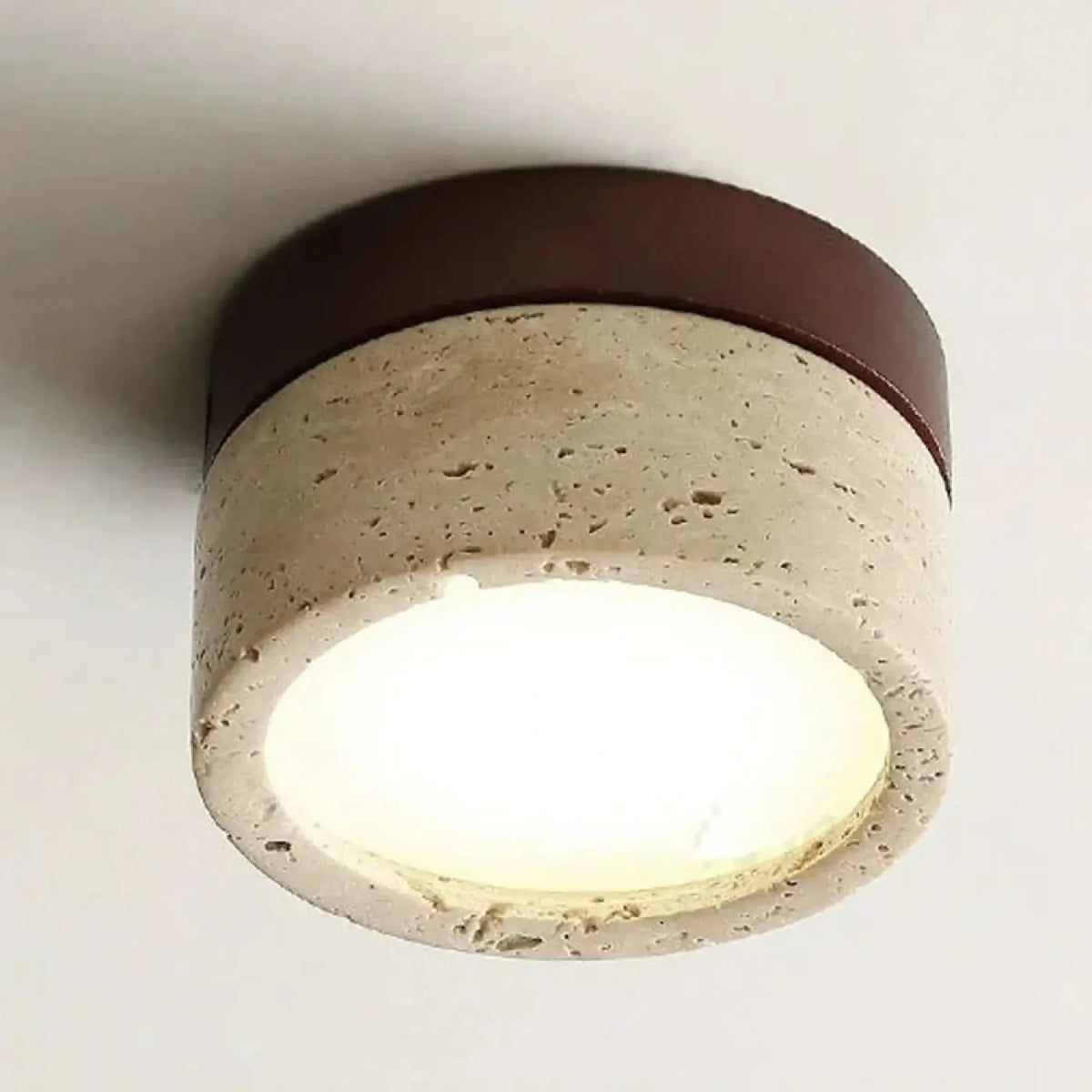 Minimalist Travertine Stone Ceiling Light, 7W, 3000K