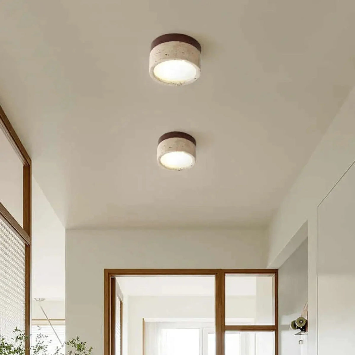 Minimalist Travertine Stone Ceiling Light, 7W, 3000K