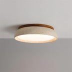 Travertine Ceiling Light with Wood Mount, IP44