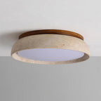 Travertine Ceiling Light with Wood Mount, IP44