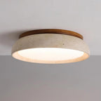Travertine Ceiling Light with Wood Mount, IP44