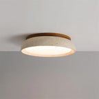 Travertine Ceiling Light with Wood Mount, IP44